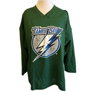 Vintage Tampa Bay Lightning nhl hockey jersey green Signed #29 & #41 Men’s L/XL